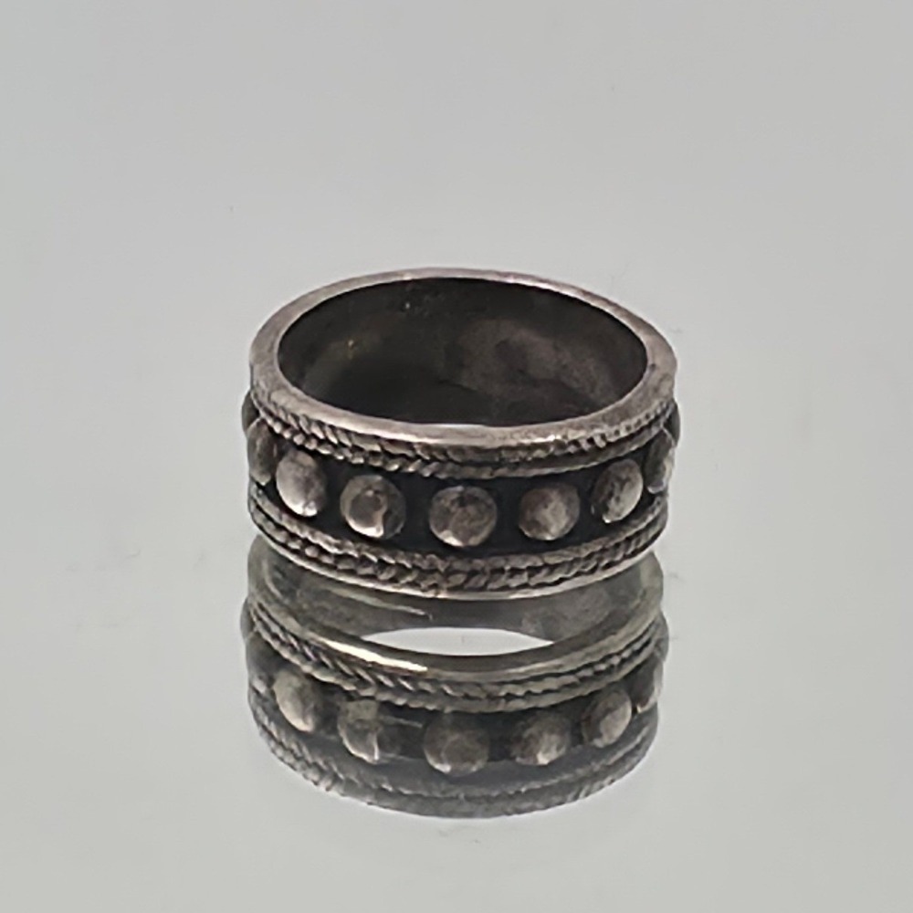 Seta Band Ring Womens Size 7 Silver Good Bali Dot Rope Textured 925 Sterling